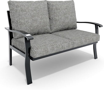 HOMREST Outdoor Loveseat Aluminum Patio Furniture Sofa, All-Weather Metal Outdoor Couch with Cushions, Grey