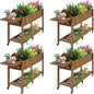 YEFU Raised Garden Bed with Legs: 57x18x30in Elevated Poly Planter with Wheels,Waterproof Mobile Raised Bed Garden, Elevated Planter Box Stand with Storage Shelf,for Herb,Carrot,Tomato (Teak,4pcs)