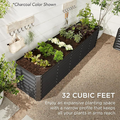 Best Choice Products 8x2x2ft Raised Outdoor Metal Garden Bed, Deep Root Box Planter for Vegetables, Flowers, Herbs, 240 Gallon Capacity, 100% Non Toxic Materials - Navy