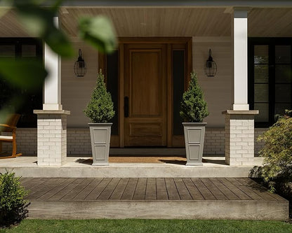 Veradek Fairmont Tall Plastic Planter - Large Outdoor Planter for Front Porch | Crack Resistant All-Weather Use | Classic Estate Design for Tall Plants, Flowers, Trees