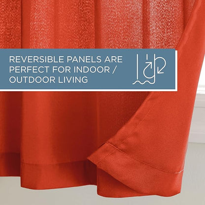 TOWN & COUNTRY BASICS Cabana Solid Heavyweight Indoor Outdoor Curtains, Light Filtering Opacity with Grommet Top, Water Repellent, 2-Pack Set, 54"x120", Mecca Orange