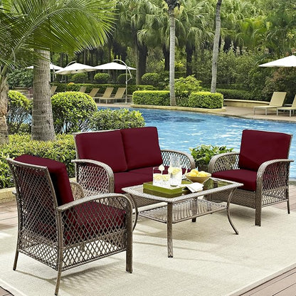 Cushion Covers, 12-Pack Stretch Fit Outdoor Cushion Covers in Claret