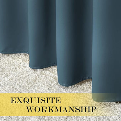 NICETOWN Blackout Curtains & Drapes - Privacy Thermal Efficiency Backdrop Curtains for Bedroom Room Divider Living Room Patio Sliding Glass Door, Wide 80 x Long 144 inch, Smoky Blue, 1 Panel