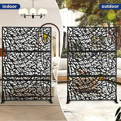 Outdoor Privacy Screen,72" H×47" W Metal Privacy Screen, Freestanding Privacy Fence Panels for Patio