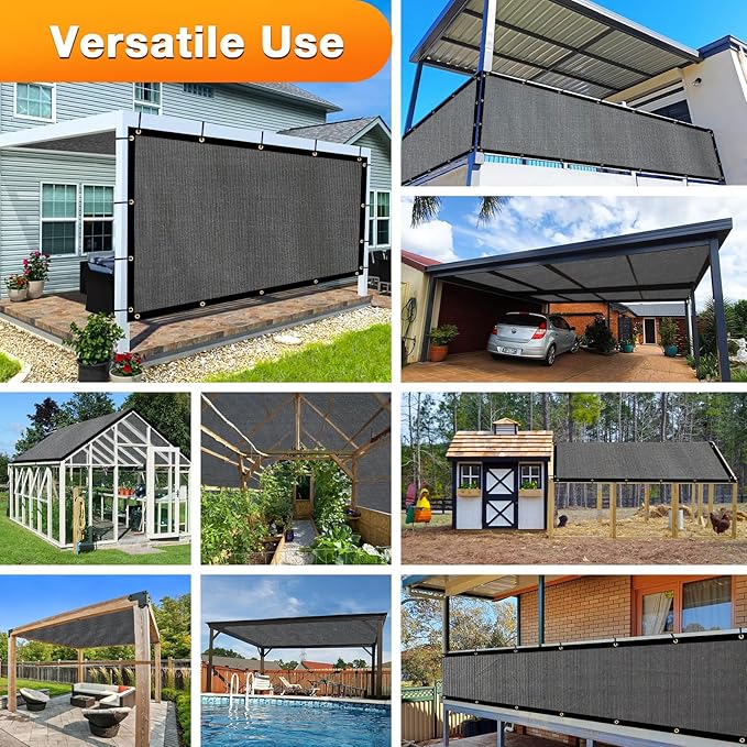 Artpuch Outdoor Pergola Shade Cover 5x23 FT Sun Shade Cloth with Grommets Dark Grey 90% UV Protection Canopy Patio Privacy Screen (Customized Available)
