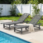 SERWALL Outdoor Chaise Lounge Set of 2, All-Weather HDPE Pool Lounge Chairs with 5-Position Adjustable Reclining Backrest, Rolling Wheels & Cup Holder for Poolside, Grey