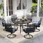 Sophia and William Swivel Patio Dining Set for 6, Outdoor Table and Chairs, Removable Seat Cushions, Black 54" Round Patio Dining Table,Blue