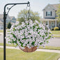 Artificial Faux Hanging Plants Flowers Basket for Outdoors Decoration,Hanging Planters with Fake Silk Daisy Flowers for Outside,UV Resistant Realistic Porch Patio Balcony Garden Yard Home Decor（White）