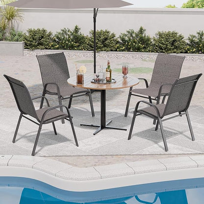Patio Dining Chairs Set of 4, Dark Grey Metal Frame with 650D Fabric