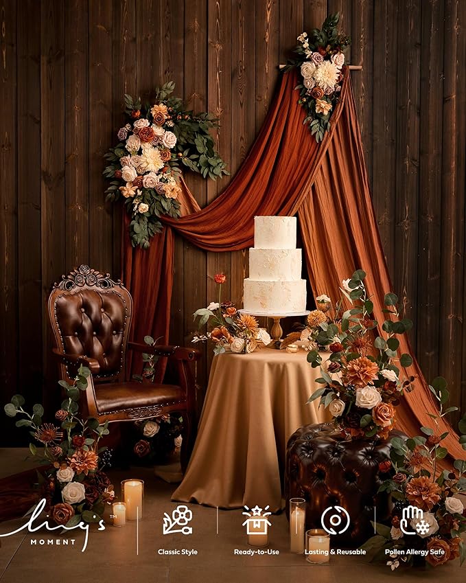 Artificial Flowers Wedding Arch Swag Kit, Terracotta Orange, 4-Piece