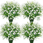 20 Bundles Artificial Flowers for Outdoors Fake Plastic Flowers UV Resistant Realistic Faux Plants Shrubs for Spring Summer Garden Porch Yard Patio Planter Window Box Home Decor, White