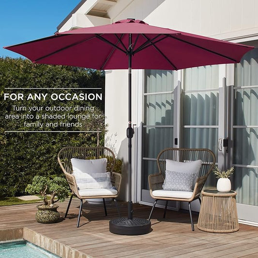 Outdoor Table Compatible Steel Polyester Market Patio Umbrella, 10ft