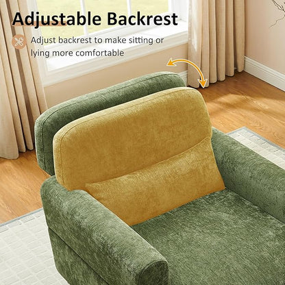 Chaise Lounge Chair Indoor with Adjustable Backrest, Oversized Accent Armchair for Living Room & Bedroom, Upholstered Mid-Century Reading Chair, Comfy Single Sofa Chair, Modern Living Room Chair