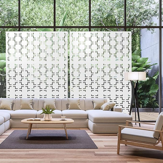 Decorative Privacy Fence Panel, Metal, 47 x 72 in, White