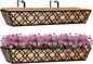 2pcs 30 Inch Window Deck with Coco Liner, 30" Window Boxes Horse Trough with Coconut Coir Liner, Metal Hanging Flower Planter Window Basket Deck Railing Planter Boxes for Outdoor Indoor Lawn