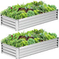 2PCS 6x3x1FT Galvanized Raised Garden Bed, Galvanized Planter Raised Garden Boxes Outdoor, Large Metal Raised Garden Beds for Vegetables-Silver