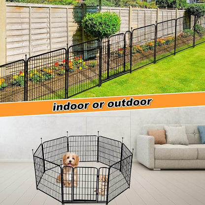 Tall Garden Fence with Gate 48 in×27 in 12 Panels Total 26.6 Ft, Garden Fencing - Image 5