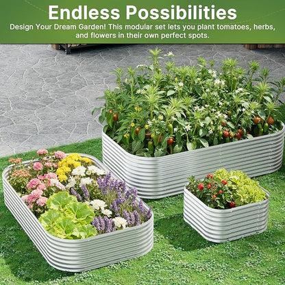 4 PCS 6x3ft Galvanized Raised Garden Bed Outdoor, Metal Garden Bed for Vegetables, Above Ground Garden Box for Flower, Steel Raised Beds for Gardening