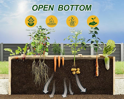 AMERLIFE U-Shaped Raised Garden Bed, 7.5Wx6Dx1.6H Free Combination Outdoor Wooden Raised Garden Bed Planter with 19.6" Depth Planter Box