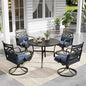 Sophia and William Swivel Outdoor Patio Dining Set for 4, Outdoor Table and Chairs, Removable Seat Cushions, Black 42" Round Patio Dining Table,Blue