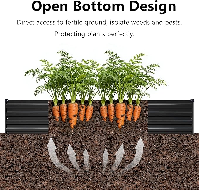 12x2x1 ft(2 Pack) Galvanized Raised Garden Bed,Outdoor Planter Box Metal Patio Kit Planting Bed for Vegetables Flowers and Succulents,Black