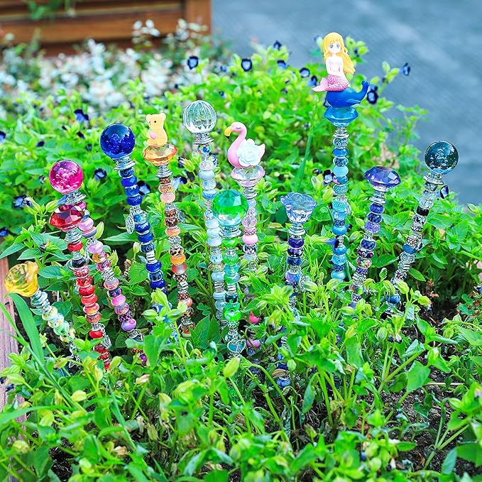 Decorative Garden Stakes Set, 238 Pieces DIY Kit with Crystal Light Globe