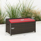 Outdoor Storage Bench, 34 Gallon PE Rattan Deck Box with Cushion