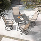 NUU GARDEN 5-Piece Outdoor Patio Dining Set, Slatted 37’’ Square Table with Umbrella Hole and 4 Patio Swivel Textilene Chairs, All Weather Patio Furniture Set for Porch, Backyard, Garden, Poolside