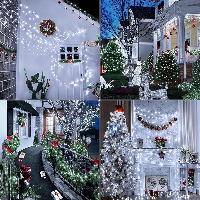 String Lights 196 ft 600 LED Cool White Outdoor Waterproof