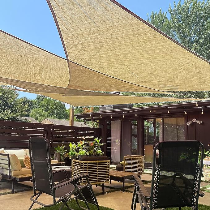 LOVE STORY Custom Size 5'x5'x7.1' Sand Sun Shade Sail Right Triangle Sunhsade Fabric Awning Canopy for Patio Backyard Carport Pergola (Customized)