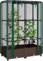 Outsunny Raised Garden Bed with Trellis, 46.5" Tomato Cage with Crop Cage, Self Watering Planter Box with Drainage Holes and Plugs for Outdoor Patio Climbing Plants, Vines, Vegetables, Flowers, Green