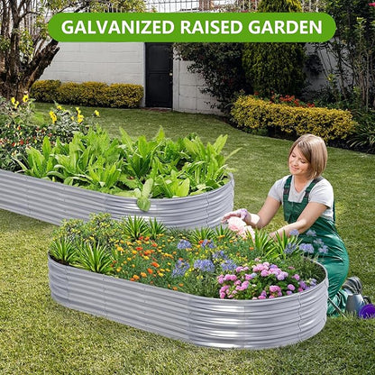 Galvanized Raised Garden Bed, 6x3x1 FT Thickening Planter Boxes Outdoor, Raised Beds for Gardening, Easy Assembly Large Garden Bed for Vegetables, Fruits, Flowers (2-Pack)