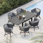 Grand patio 7-Piece Outdoor Dining Set for 6, Patio Dining Furniture Set for 6 Swivel Rope Wicker Chairs & 1 Expandable Rectangular Dining Table, Dark Gray