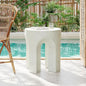Christopher Knight Home Ottilie Outdoor Side Table, Lightweight Concrete Garden Stool with Four Legs Shaped, Decorative Accent Table Patio End Table for Patio Balcony Beach Pool Side, Antique White