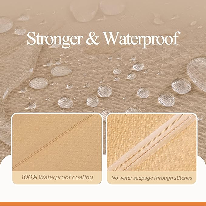 Waterproof Round Patio Furniture Set Cover, 110-Inch, Beige & Coffee