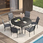 VICLLAX Patio Table and Chair Set of 6, All Weather Metal Round Outdoor Dining Furniture Set-50 Round Outdoor Table and Chairs, Black Tabletop
