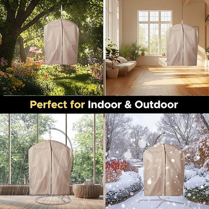 Miztli Hammock Chair with Hanging Chair Cover – Max 500 Lbs, Steel Spreader Bar with Anti-Slip Rings, Comfortable Indoor & Outdoor Hanging Chair – Includes Protective Waterproof Cover (57x45.5 in)