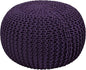 COTTON CRAFT Round Dori Pouf - Cotton Braid Cord Cable Knitted Ottoman - Foot Stool - Footrest - Floor Pouf - Woven Ottoman - Bean Bag - Living Room Dorm - 20 inches Diameter x 14 Height - Deep Plum