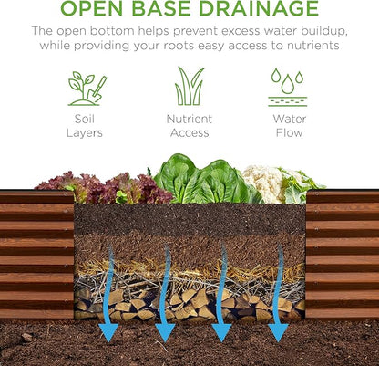 Best Choice Products 8x2x2ft Raised Outdoor Metal Garden Bed, Deep Root Box Planter for Vegetables, Flowers, Herbs, 240 Gallon Capacity, 100% Non Toxic Materials - Wood Grain