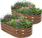 Galvanized Raised Garden Bed - 4×2×1ft (2 Packs) Planter Raised Beds for Gardening | Oval Metal Garden Planter Box with Safety Edging and Gloves for Vegetables Fruits and Flower - Grain