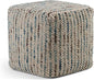 SIMPLIHOME Zoey Cube Pouf – 18 inch Wide Upholstered Wool and Cotton Ottoman in Multi-Color, Boho Woven Footstool or Extra Seating for Living Room, Bedroom, or Kids Room, Assembled