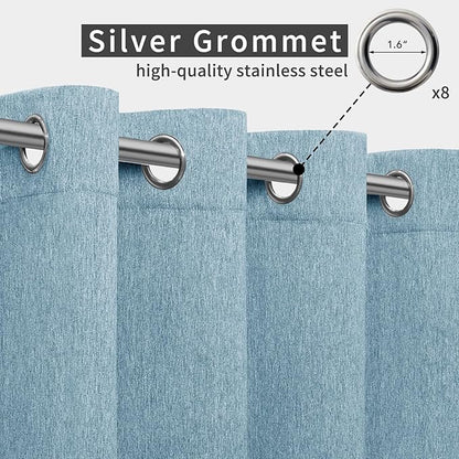 Easy-Going Linen Look Outdoor Curtains Waterproof Windproof Porch Curtains, Soft Thicken Outdoor Privacy Curtains for Patio, Gazebo, Grommet Top and Tab Bottom Drape, 1 Panel, 54x96 inch, Sky Blue