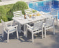 AMERLIFE 7-Piece HDPE Outdoor Dining Set with Umbrella Hole, 71" L Patio Table and Chairs Set for 6, Modern Garden Dining Set for Backyard, Poolside, Seaside, Porch, White
