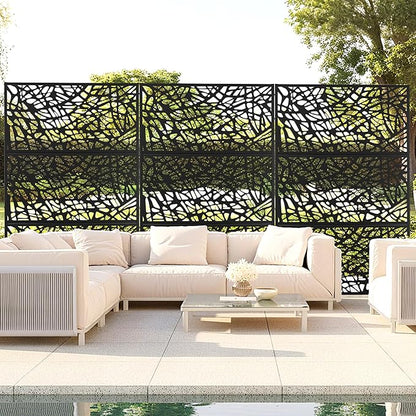 Outdoor Privacy Screen,72" H×47" W Metal Privacy Screen, Freestanding Privacy Fence Panels for Patio