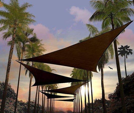 Amgo Custom Size 13' x 13' x 13' Brown Triangle Sun Shade Sail Order to Make Canopy Awning UPF50+ AGSLT, 95% UV Blockage, Water & Air Permeable, 200GSM Commercial Standard (We Customize)