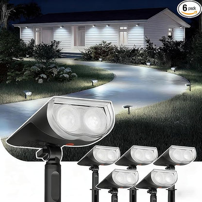 Linkind Solar Lights Outdoor StarRayS, Bright Solar Spot Lights Outdoor, IP67 Waterproof Spotlights for Garden Yard Landscape Walkway Patio Tree (Daylight, 6 Pack)