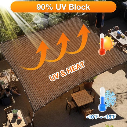 Artpuch Sun Shade Cloth with Grommets & D-Rings, 90% UV Protection Shade Cover, Rectangle Shade Sail for Outdoor, Patio, Pergola (Custom Size)
