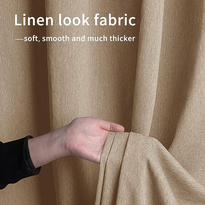 Easy-Going Linen Look Outdoor Curtains Waterproof Windproof Porch Curtains, Soft Thicken Outdoor Privacy Curtains for Patio, Gazebo, Grommet Top and Tab Bottom Drape, 1 Panel, 54x84 inch, Beige