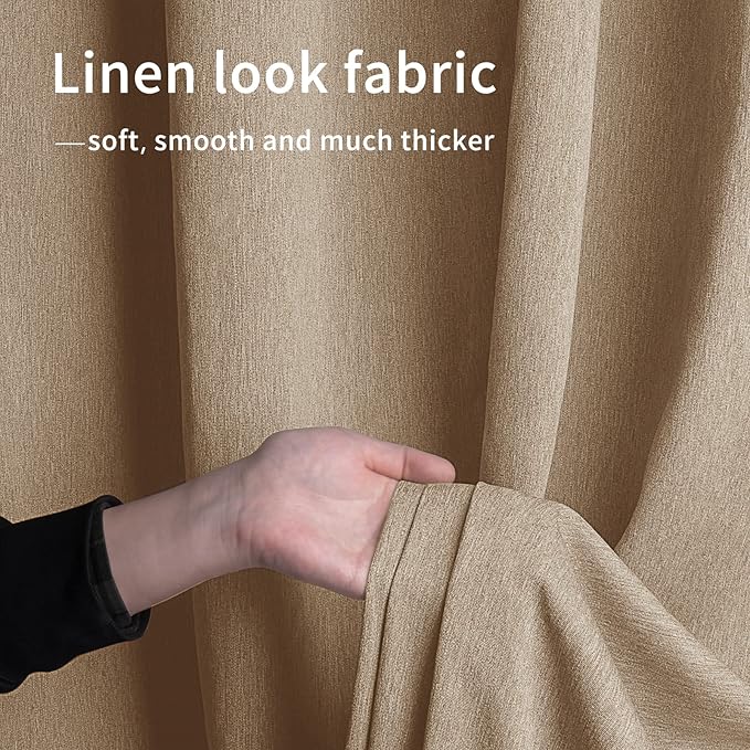 Easy-Going Linen Look Outdoor Curtains Waterproof Windproof Porch Curtains, Soft Thicken Outdoor Privacy Curtains for Patio, Gazebo, Grommet Top and Tab Bottom Drape, 2 Panels, 54x84 inch, Beige