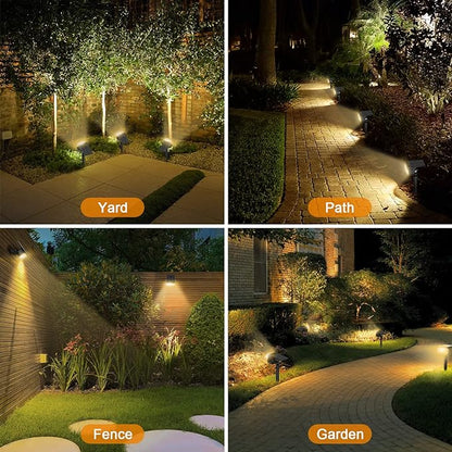 LANSOW Solar Spot Lights Outdoor, [2 Pack/76 LED] 2-in-1 Solar Landscape Spotlights, 3 Modes IP65 Waterproof Dusk to Dawn Solar Powered Flood Wall Lights for Outside Yard Garden Path(Warm White)